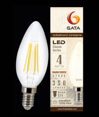 หลอด LED คลาสสิค ขั้ว E14 เเสง Warm (เเบบจำปา)